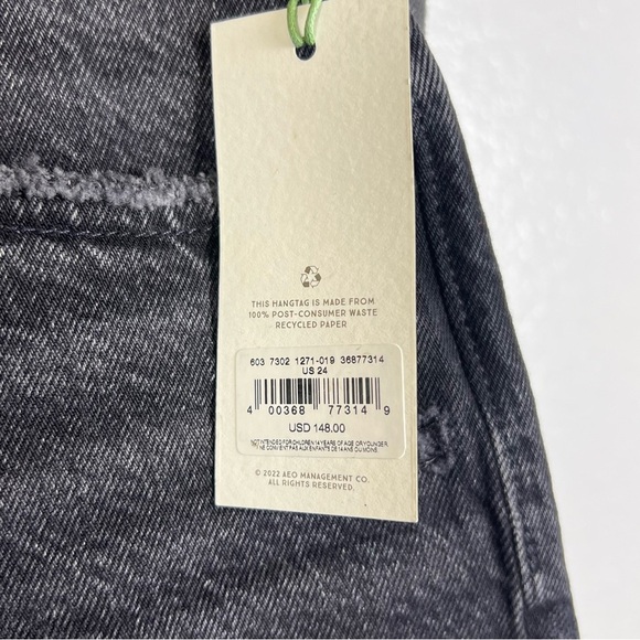 AE77 The High-Rise Cut-Off Women’s Stylish Black Denim Shorts Size 24 - Picture 4 of 13